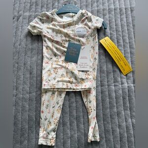 Baby Pajama Set - Cream with Floral Design